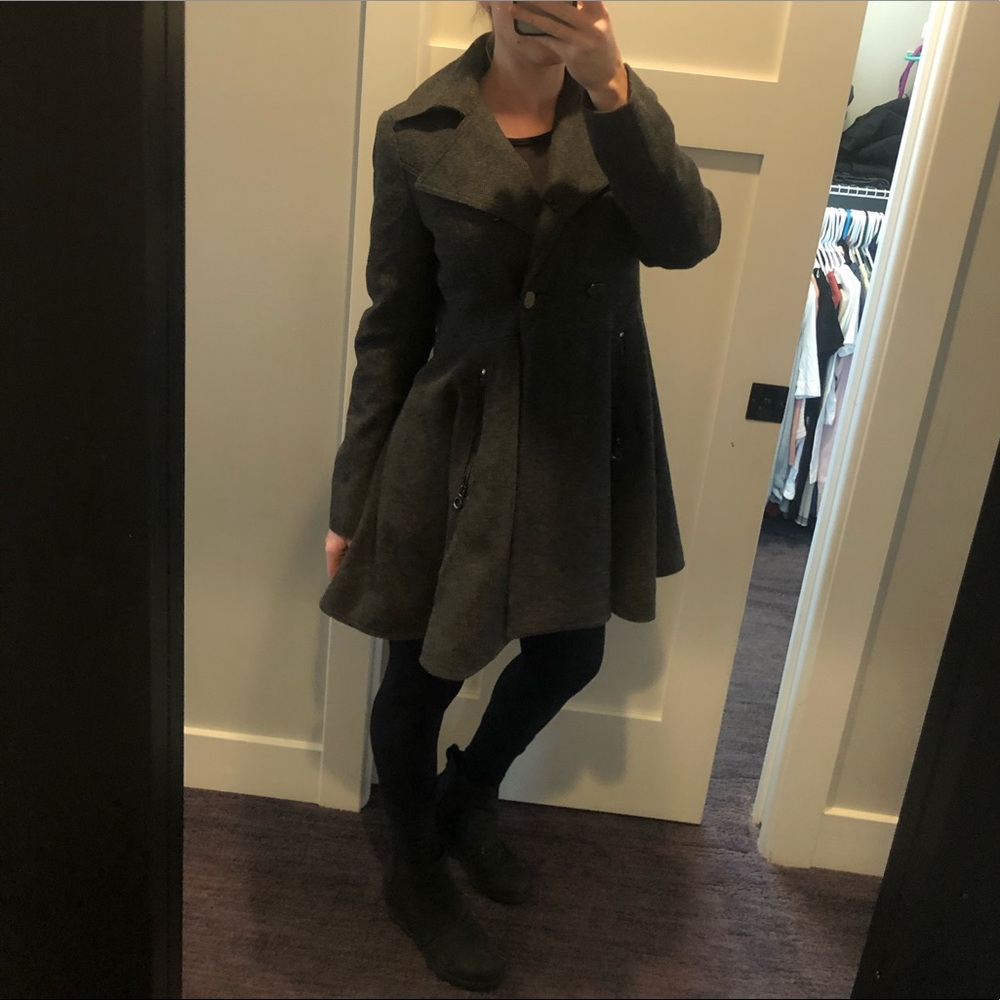 Black/grey lighter wool pea coat